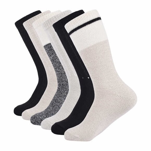 Lucky Brand Boot Socks Women's 6-pair Black Tan Dark Gray Light Gray Tan - Picture 1 of 5